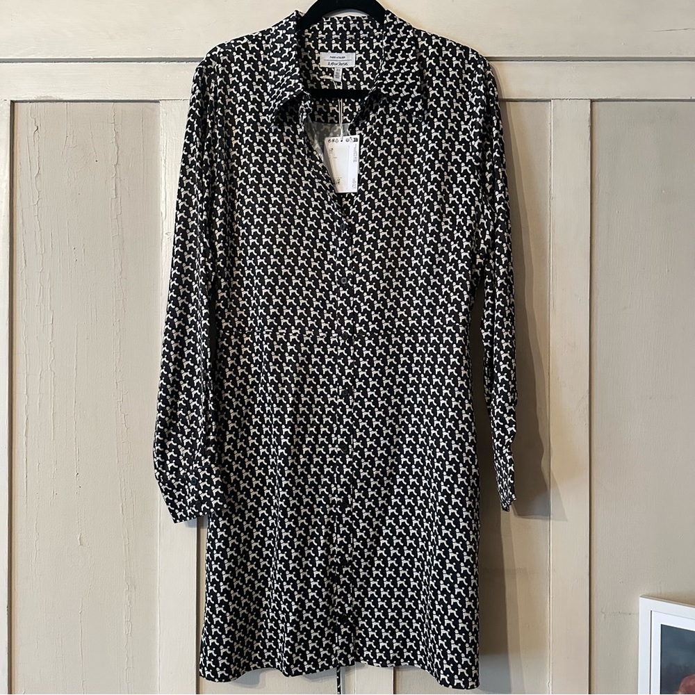 & Other Stories Poodle Dog Print Shirt Mini Dress